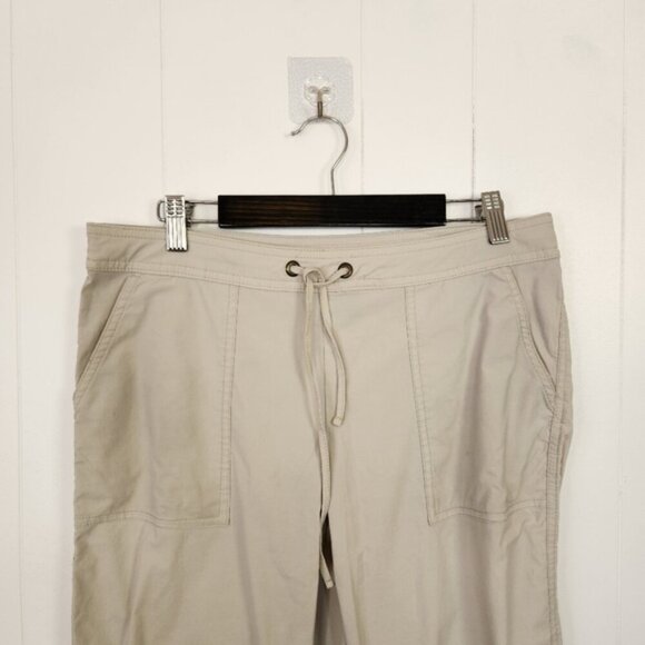 Prana Beige Mid Rise Cropped Hiking Pants Wide Leg Capri Summer Gorpcore - Picture 3 of 11